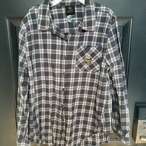 Women’s  Minnesota Vikings NFL White and Gray Button Down Flannel Shirt Soft